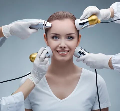 laser devices used on a woman's face
